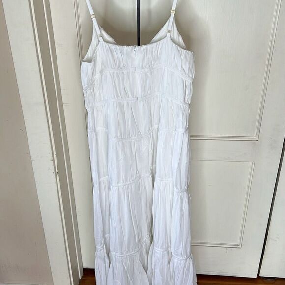 Trina Turk GEMMA DRESS White Tiered Maxi Sun Dress Size 12 Nwt - Picture 7 of 9